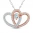 Two as One Diamond Heart Necklace 1/2 ct tw Round-Cut 10K Two-Tone Gold 18"