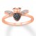 Black Diamond Bee Ring 1/10 ct tw Round-cut 10K Rose Gold