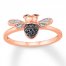 Black Diamond Bee Ring 1/10 ct tw Round-cut 10K Rose Gold