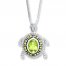 Peridot Turtle Necklace in Sterling Silver