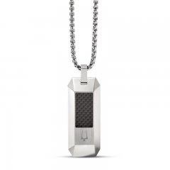 Bulova Dog Tag Necklace Stainless Steel 26-28.5"