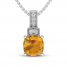 Citrine & White Topaz Necklace Sterling Silver 18"