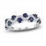 Blue Sapphire & Diamond Ring 1/6 ct tw Round-cut 14K White Gold