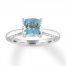 Aquamarine Engagement Ring 1/4 ct tw Diamonds 14K White Gold