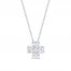 Diamond Clover Necklace 1/4 ct tw Round/Baguette Sterling Silver 18"
