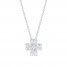 Diamond Clover Necklace 1/4 ct tw Round/Baguette Sterling Silver 18"