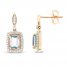 Aquamarine & White Lab-Created Sapphire Earrings 10K Rose Gold