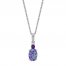 Lavender Lab-Created Opal/White Lab-Created Sapphire/Amethyst Necklace Sterling Silver 18"
