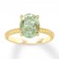 Oval Green Quartz Engagement Ring 14K Yellow Gold