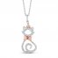 Disney Treasures Aristocats Necklace Pink Tourmaline 1/10 ct tw Diamonds Sterling Silver/10K Rose Gold