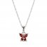 Garnet Butterfly Necklace Sterling Silver 18"