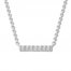 Diamond Bar Necklace 1/20 ct tw Round-cut 10K White Gold 19"