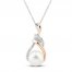 Freshwater Cultured Pearl & White Lab-Created Sapphire Necklace Sterling Silver/10K Rose Gold 18"