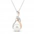 Freshwater Cultured Pearl & White Lab-Created Sapphire Necklace Sterling Silver/10K Rose Gold 18"
