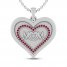 Lab-Created Ruby MOM Heart Necklace Sterling Silver 18"