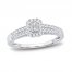 Diamond Engagement Ring 3/8 ct tw Emerald/Round 14K White Gold
