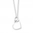 Double Heart Necklace Sterling Silver 16" Length