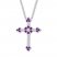 Amethyst/Lab-Created Sapphire Cross Necklace Sterling Silver
