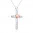 Cross Necklace 1/20 ct tw Diamonds Sterling Silver/10K Gold