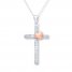 Cross Necklace 1/20 ct tw Diamonds Sterling Silver/10K Gold