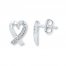 Heart Earrings Diamond Accents 10K White Gold