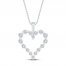 Diamond Heart Necklace 1/4 ct tw 10K White Gold 19"