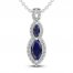 Blue/White Lab-Created Sapphire Necklace Sterling Silver 18"