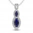 Blue/White Lab-Created Sapphire Necklace Sterling Silver 18"