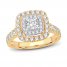 Multi-Diamond Engagement Ring 1-1/2 ct tw Princess/Round-Cut 14K Yellow Gold