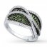 Green & White Diamonds 1-1/2 carats tw Sterling Silver Ring