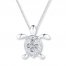 Diamond Turtle Necklace 1/8 ct tw Round-cut Sterling Silver