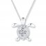 Diamond Turtle Necklace 1/8 ct tw Round-cut Sterling Silver