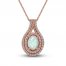 Ethiopian Opal & Diamond Necklace 1/4 ct tw Round-cut 10K Rose Gold 18"
