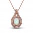 Ethiopian Opal & Diamond Necklace 1/4 ct tw Round-cut 10K Rose Gold 18"