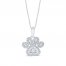 Diamond Paw Necklace 1/4 ct tw Round/Baguette Sterling Silver 18"