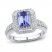 Tanzanite & Diamond Engagement Ring 5/8 ct tw Emerald/Round-Cut 14K White Gold
