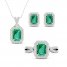 Lab-Created Emerald & White Lab-Created Sapphire Boxed Set Sterling Silver