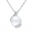 Cultured Pearl Necklace 1/10 ct tw Diamonds Sterling Silver