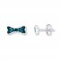 Blue Diamond Dog Bone Earrings 1/15 ct tw Sterling Silver