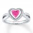 Heart Ring Lab-Created Pink Sapphire Sterling Silver