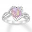 Lab-Created Pink Opal Heart Ring Sterling Silver