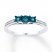 Blue Diamond Ring 1/6 ct tw Round-cut Sterling Silver