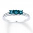 Blue Diamond Ring 1/6 ct tw Round-cut Sterling Silver
