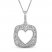 Diamond Heart Pave Necklace 1/4 ct tw Round-cut Sterling Silver 18"