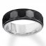 7mm Faceted Wedding Band Black/White Tungsten Carbide