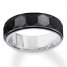 7mm Faceted Wedding Band Black/White Tungsten Carbide