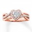 Diamond Engagement Ring 3/4 ct tw Heart/Round 14K Rose Gold