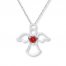 Angel Necklace Lab-Created Ruby 10K White Gold