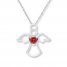 Angel Necklace Lab-Created Ruby 10K White Gold