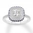 Diamond & Sapphire Engagement Ring 7/8 ct tw 14K White Gold